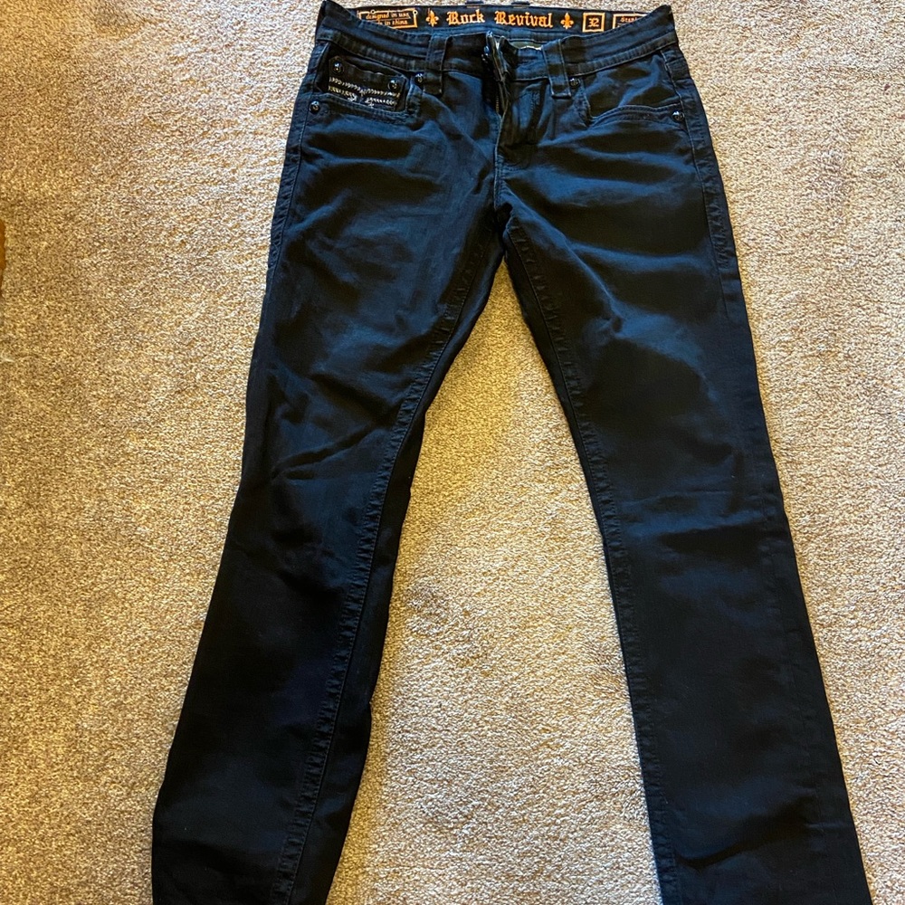 Black mens rock revival jeans in excellent condition